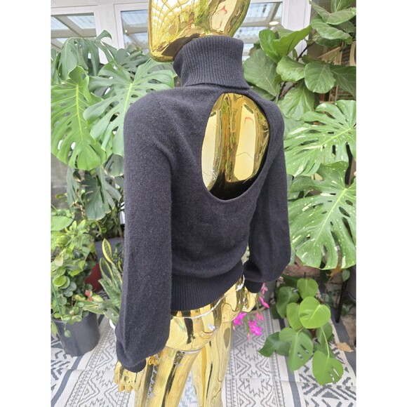 Maeve Anthropologie Cashmere Turtleneck Open Back Sweater Black Small - Picture 7 of 8